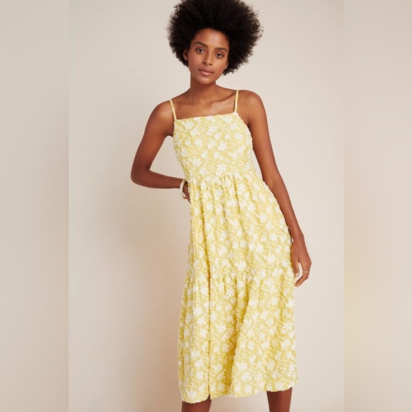 Nwot Anthropologie Maeve Rhonda Textured Midi Dress - Picture 3 of 6